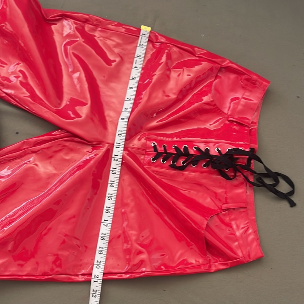 PRETTY little THING  metalic red color Hi-RISE  Size 14” Womens pants - Picture 9 of 15